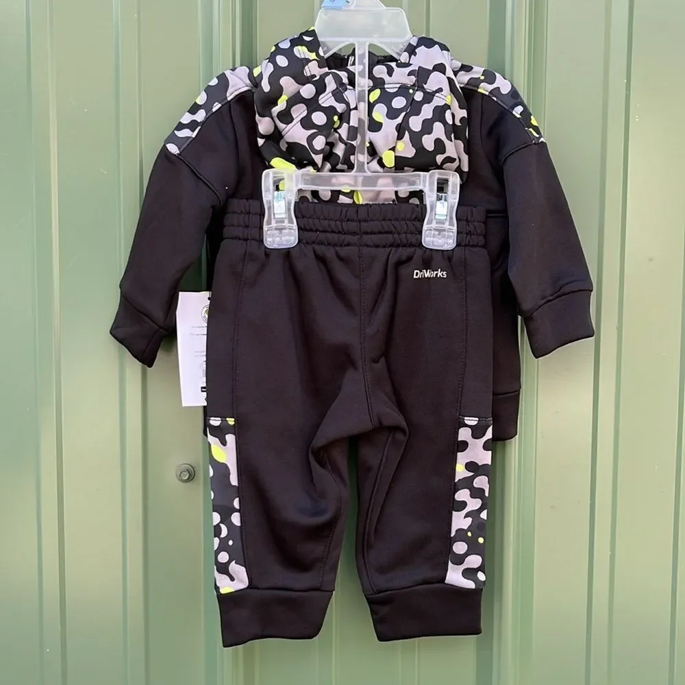 Boys Short Sleeve Hoodie Shorts Long Sleeve Zip Hoodie & Pants Bundle Size 3-6M